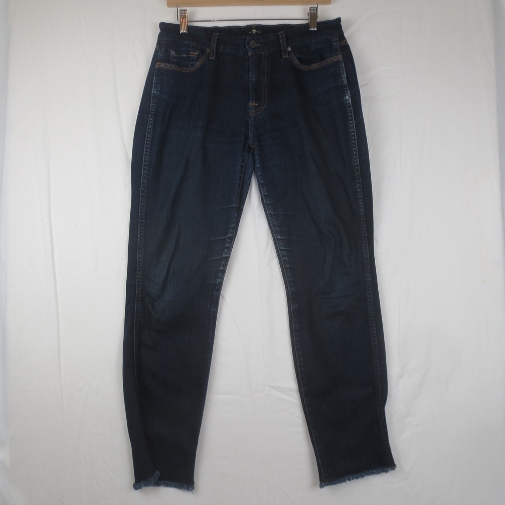7 For All Mankind Jeans Womens 29 (31x29) Blue Skinny Mid Rise Dark Wash Denim